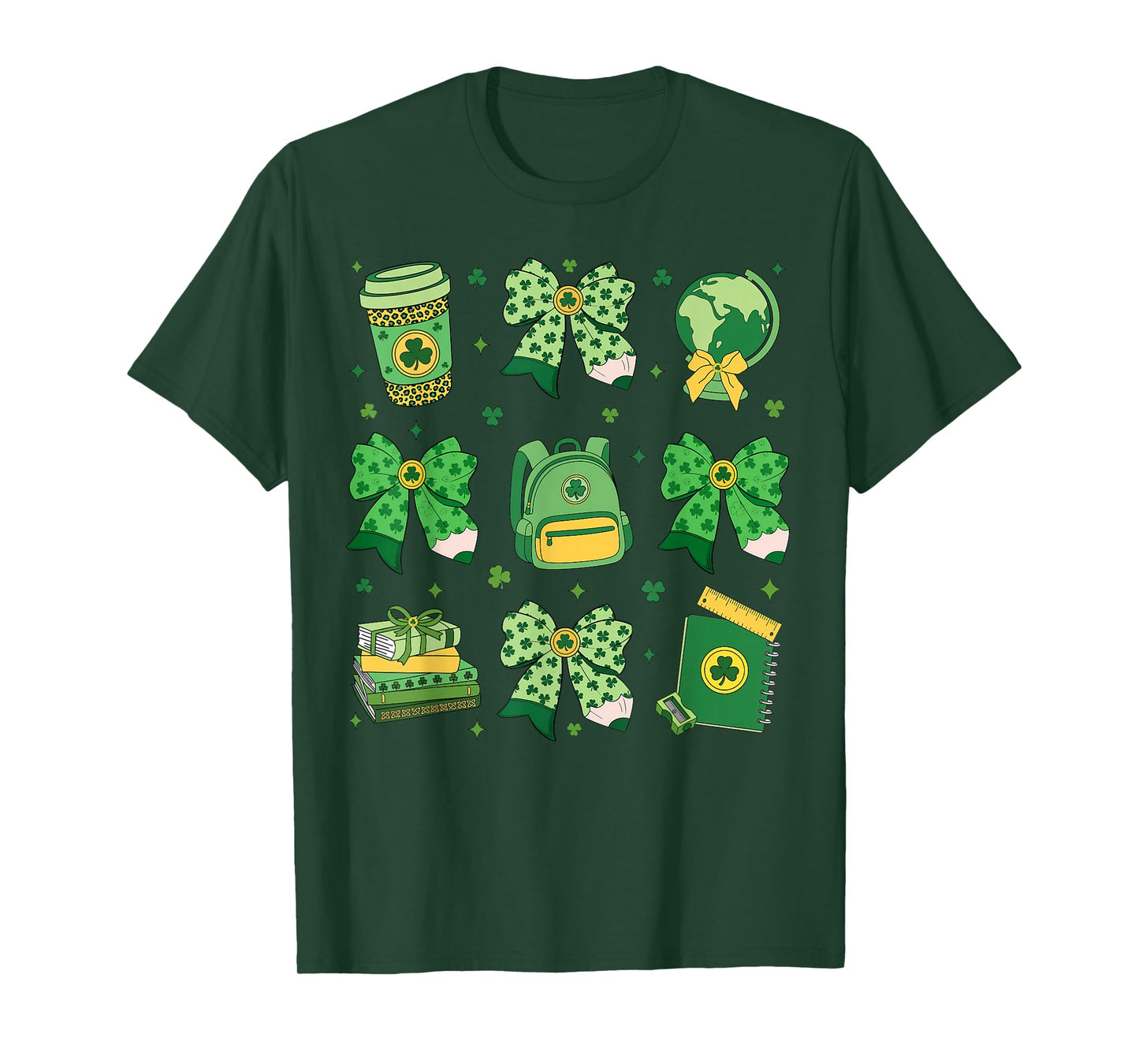 Shamrock Coquette Bow St Patrick's Day Lucky Teacher Kid T-Shirt