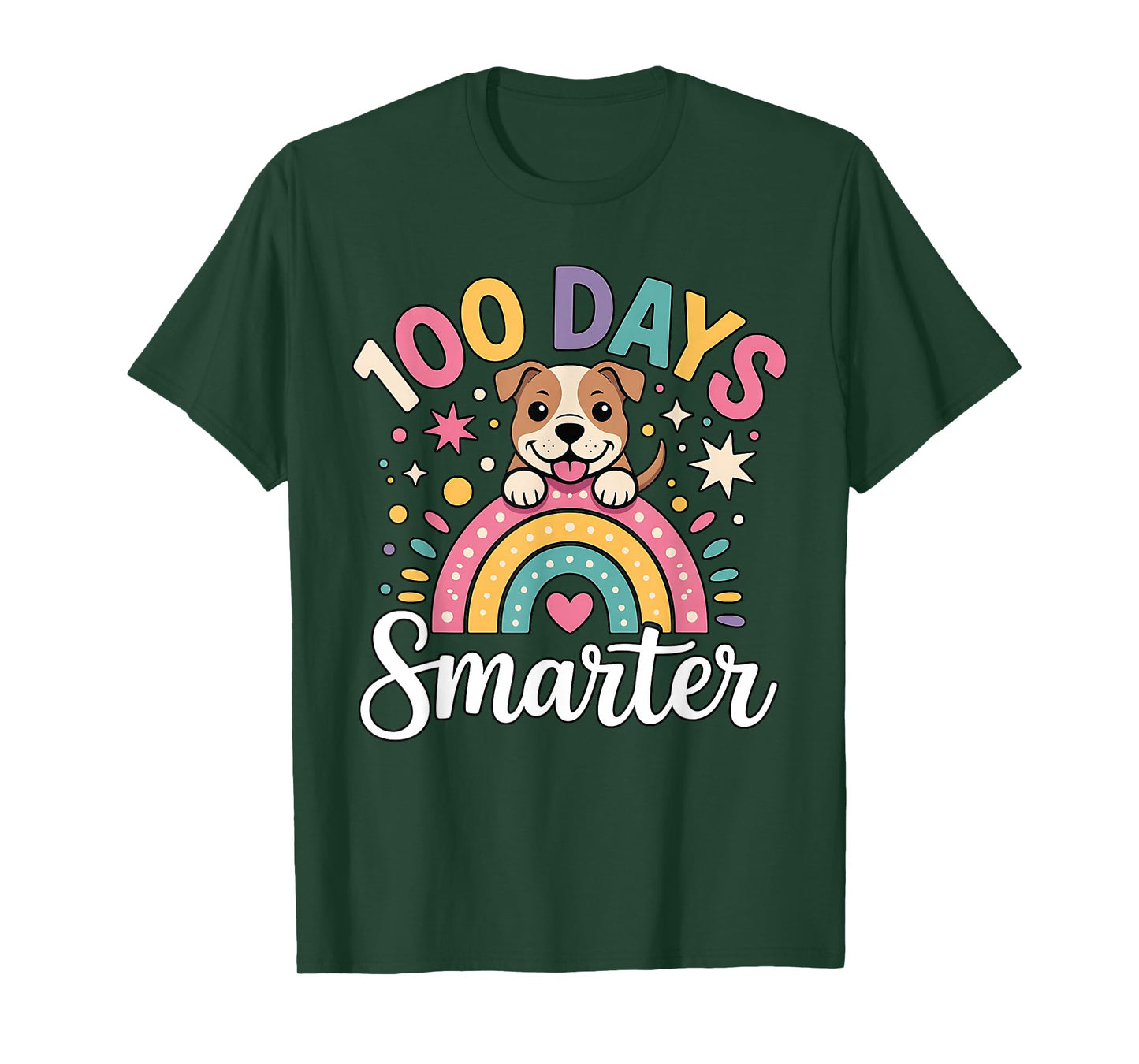 100 Days Smarter Pitbull Dog Rainbow 100th Day of School T-Shirt
