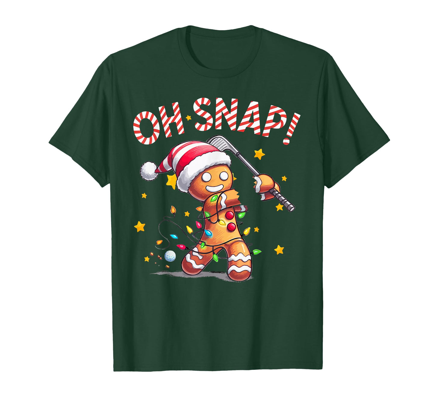Oh Snap Gingerbreadman Xmas Golfer Golf Christmas Golfing T-Shirt