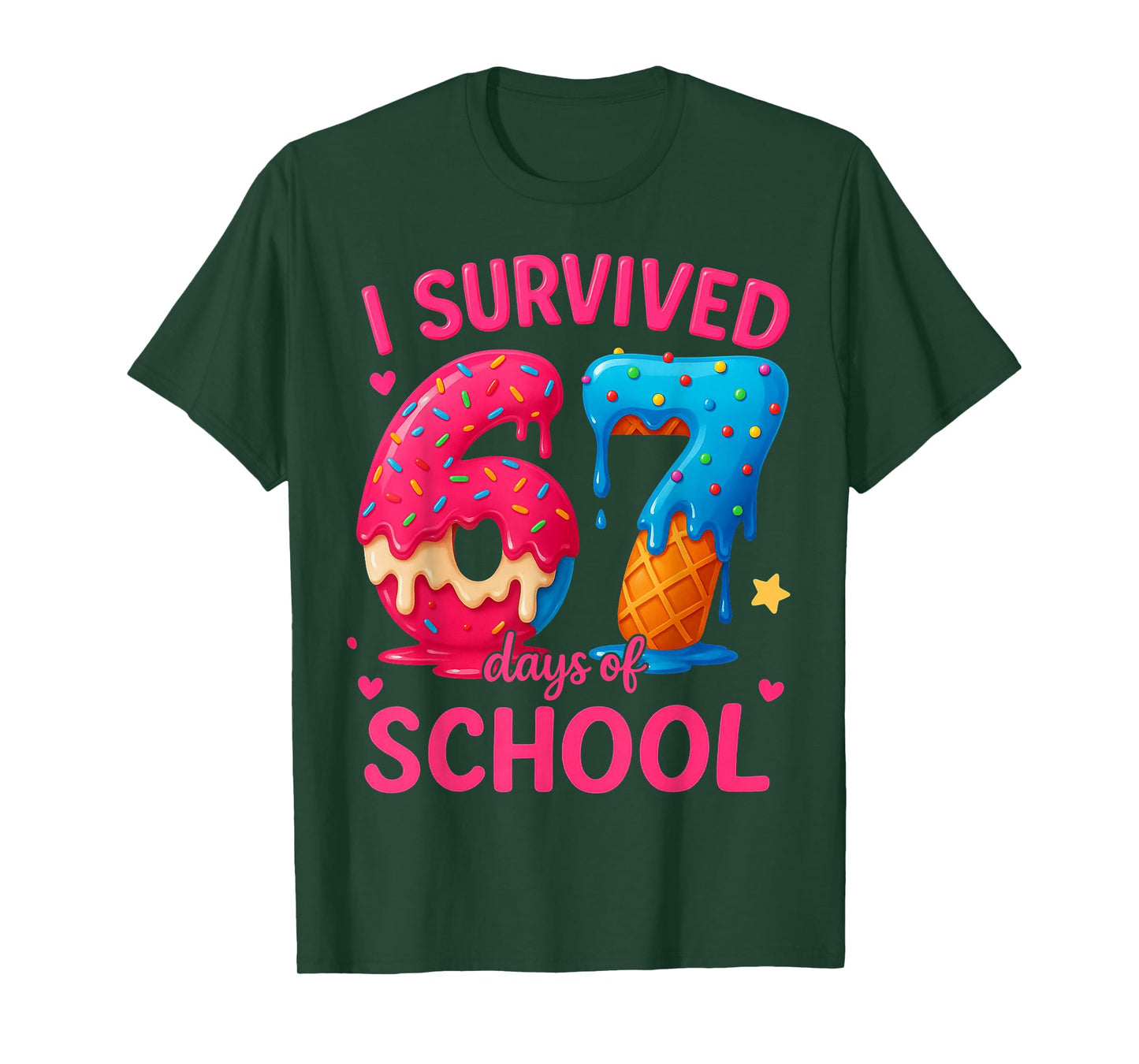 HUGvyn I Survived 67 Days of School Ice Cream Six Seven Meme T-Shirt