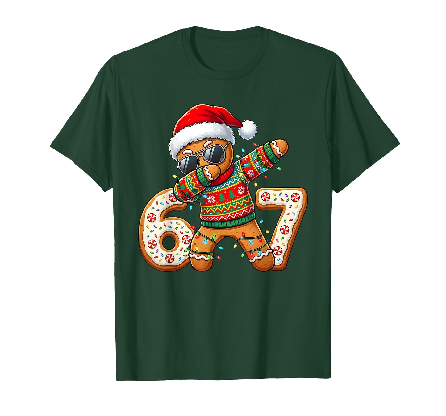 Funny Gingerbread Six Seven 67 Ice Cream Drip Christmas Boys T-Shirt