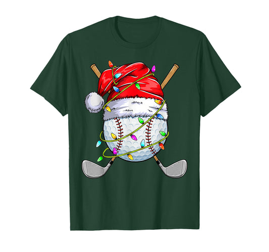 Christmas Golfball Playe Santa Golfer Xmas Funny Golfing Men T-Shirt