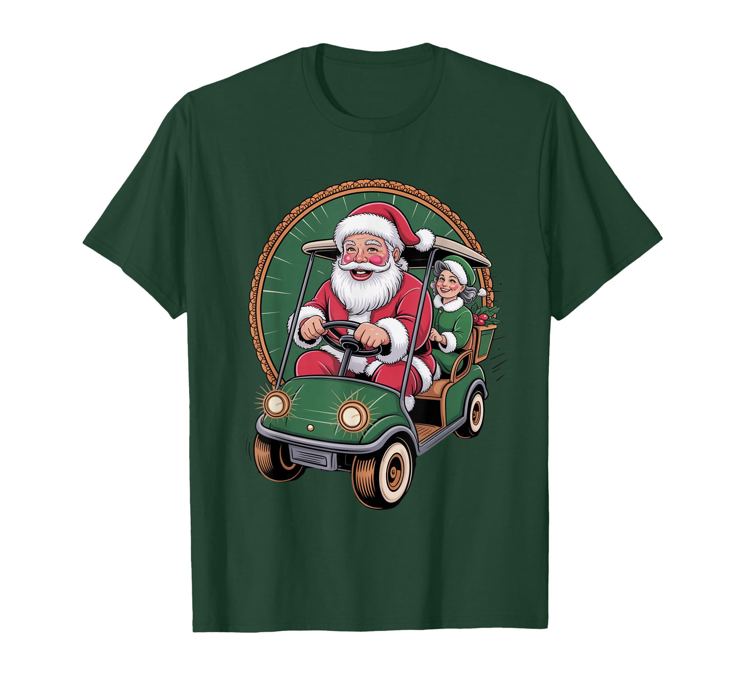 Golf Cart Parade Santa and Mrs Santa Claus Christmas Golfing T-Shirt