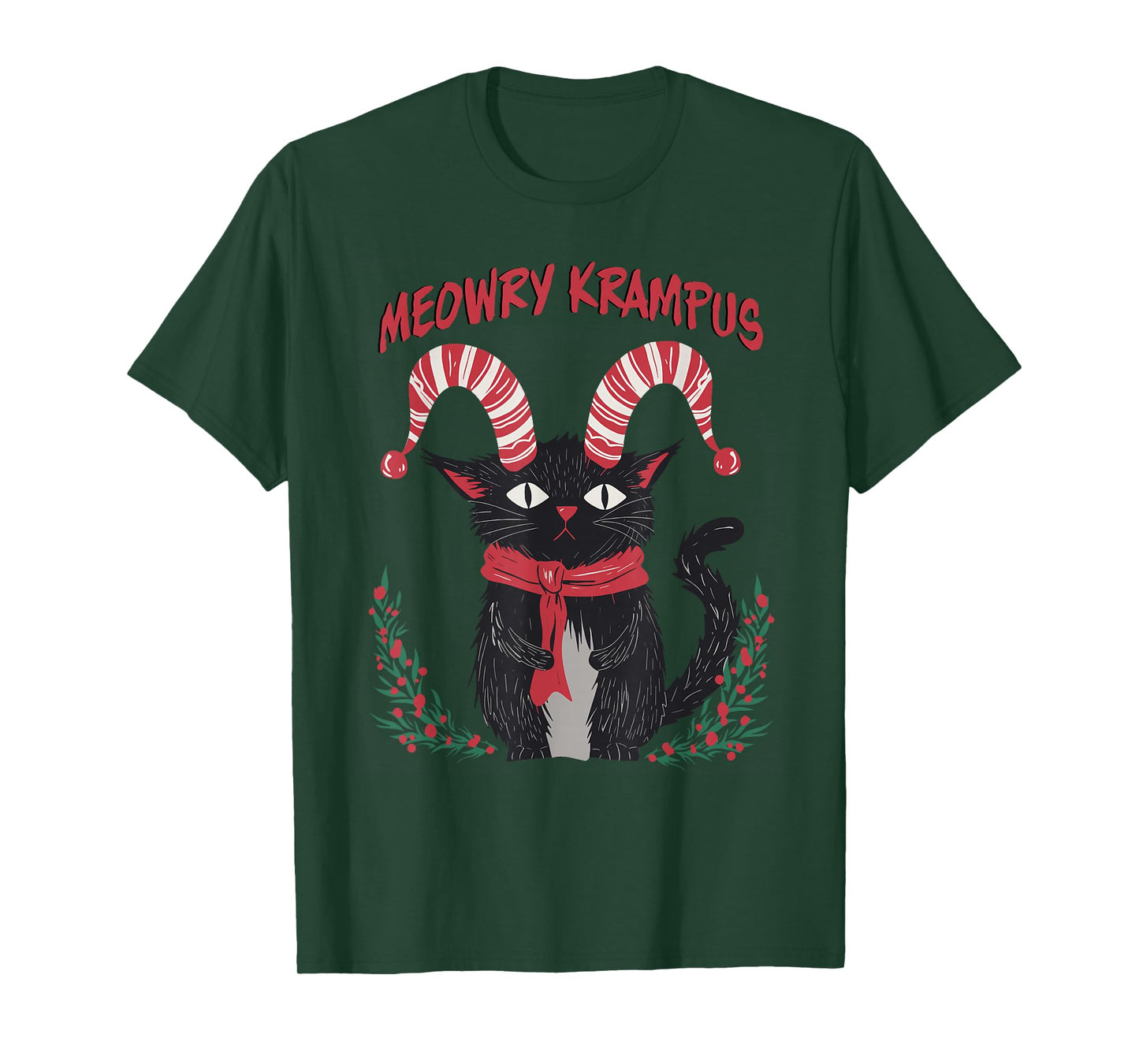 Meowry Krampus Funny Krampus is Coming to Town Cat Christmas T-Shirt