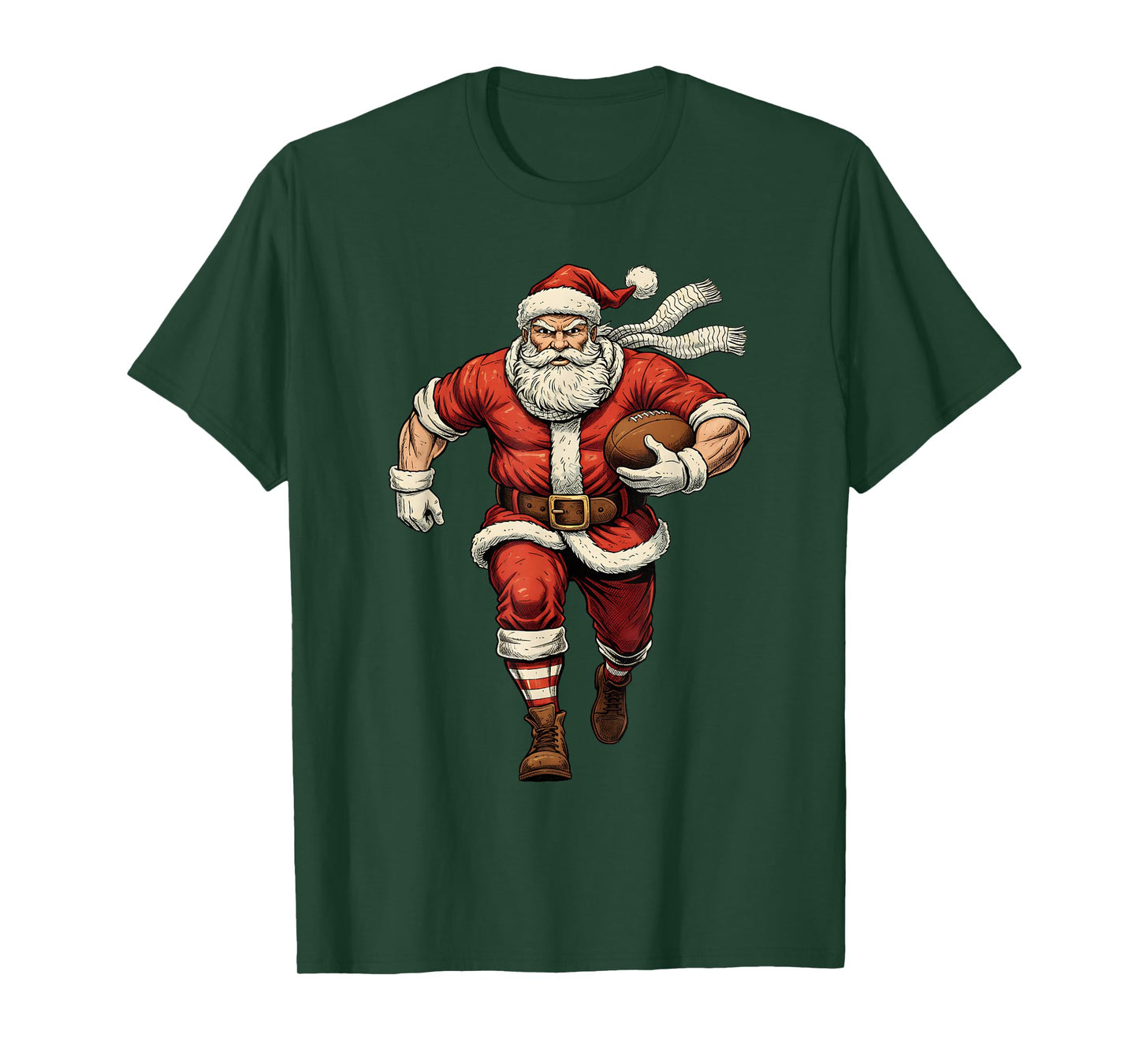 Christmas Santa Playing Rugby Sport Player Xmas Holiday T-Shirt