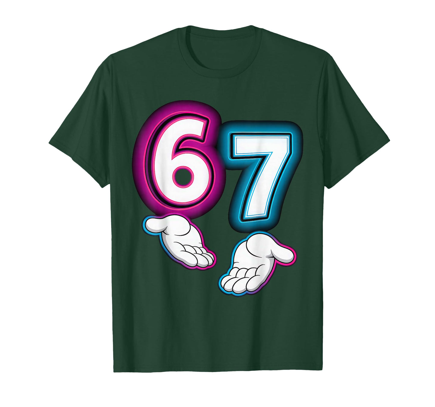 Six Seven 67 Meme 6 7 Glowing Hands T-Shirt
