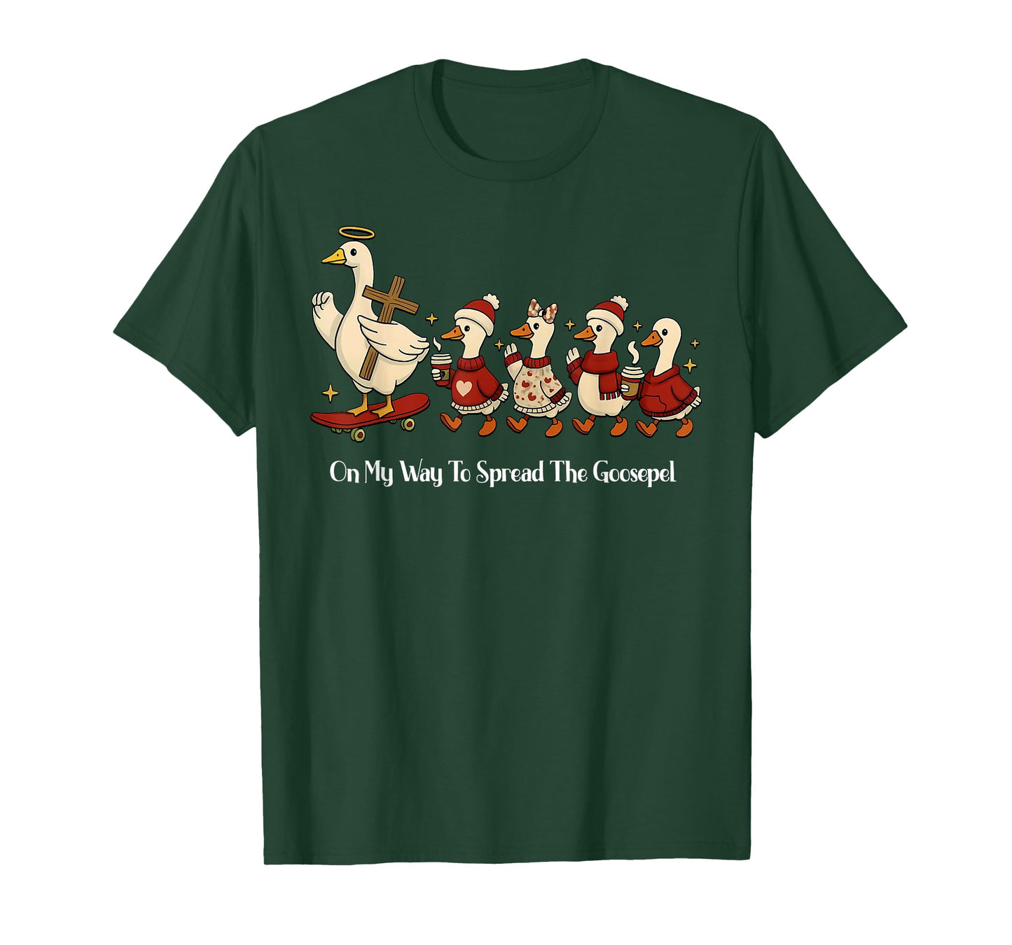 On My Way to Spread The Gospel Christian Christmas Goose T-Shirt