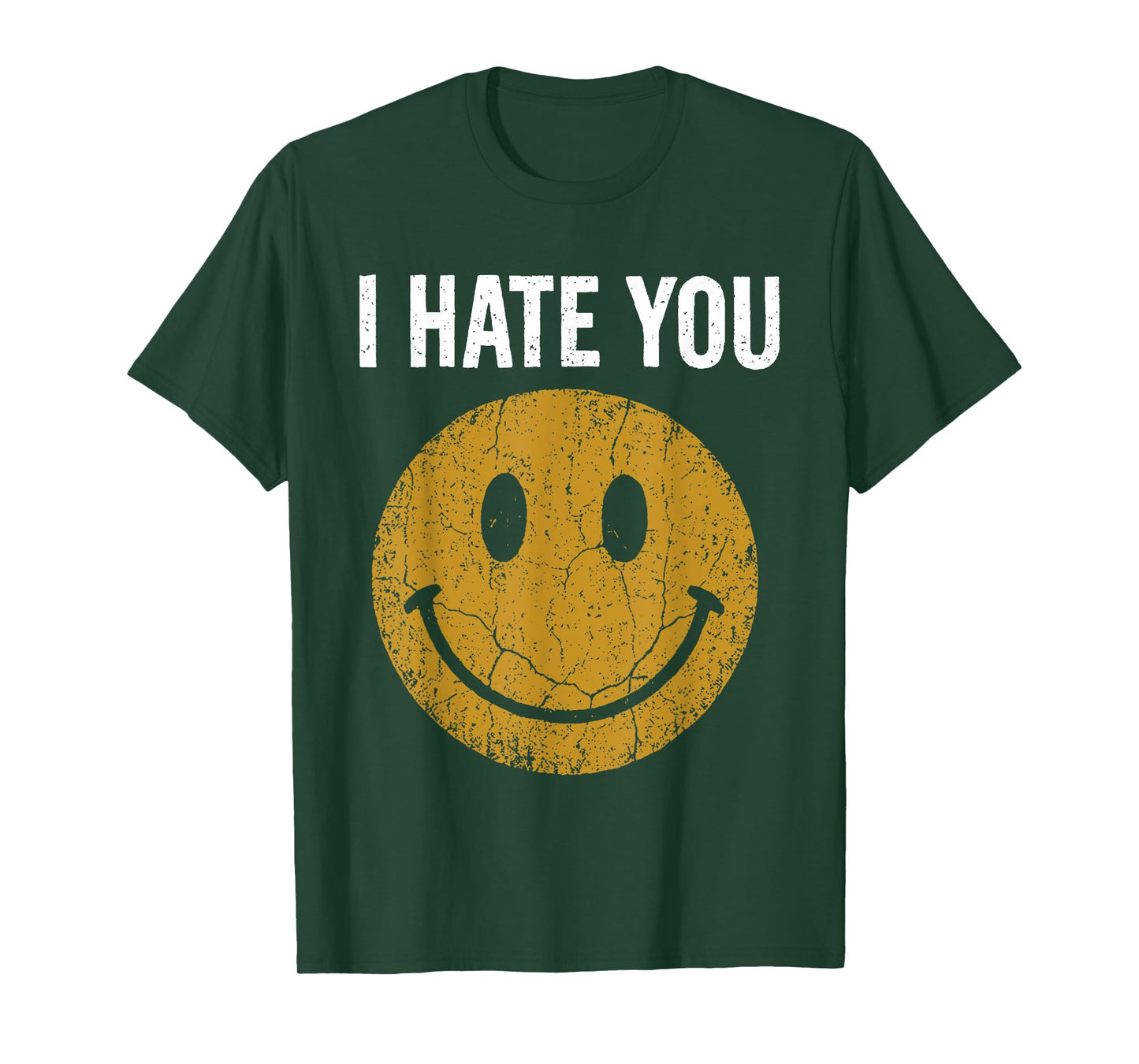 I Hate You Retro Vintage Yellow Happy Smile Face I Hate You T-Shirt