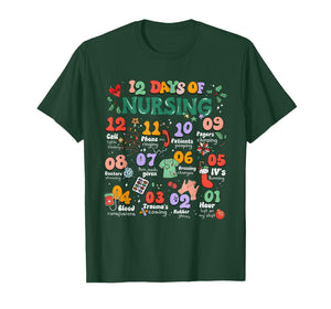 Vintage 12 Days of Nicu Nursing Christmas Nicu Nurse Crew T-Shirt