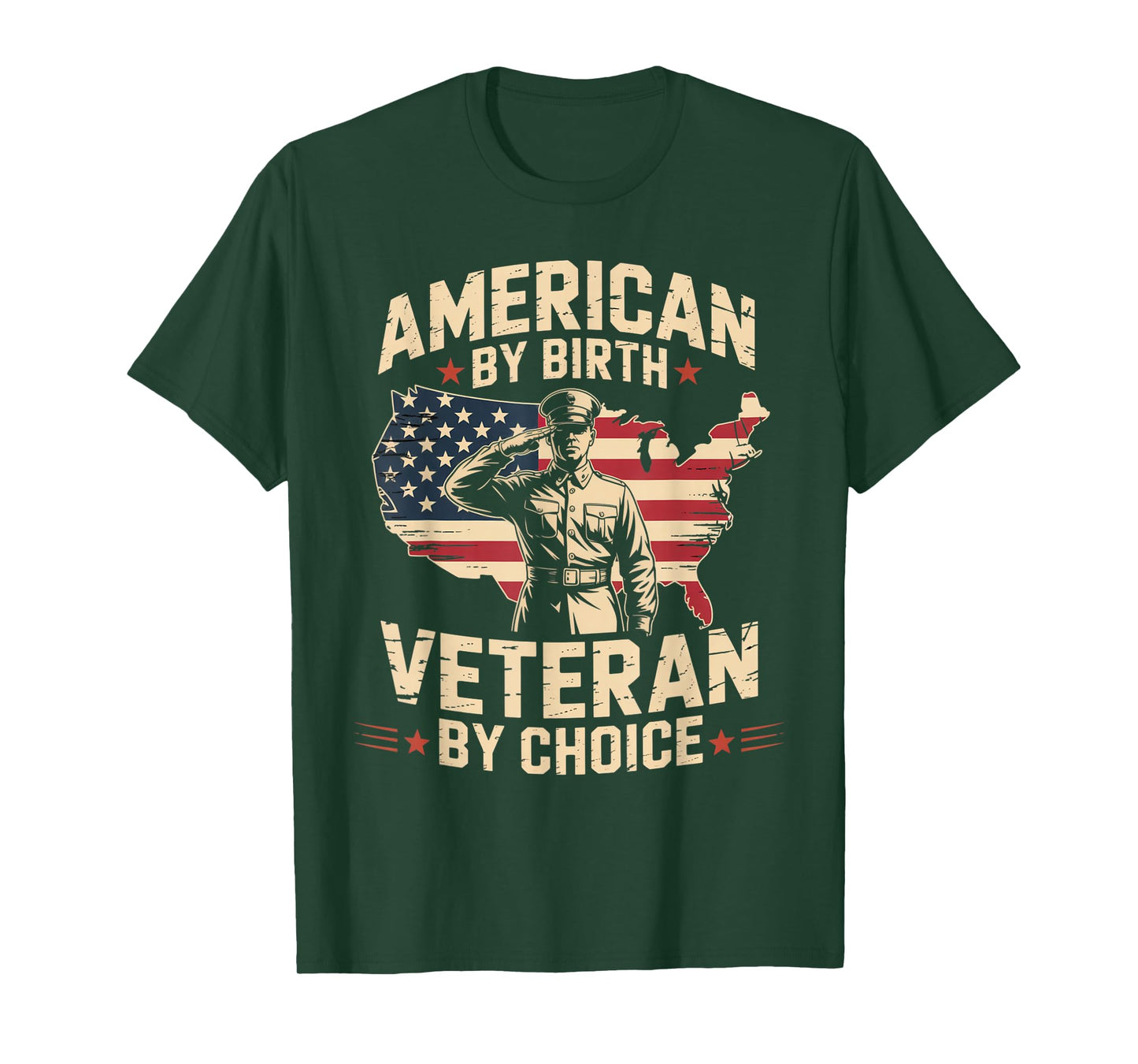 American by Birth Veteran by Choice US Flag Veterans Day T-Shirt