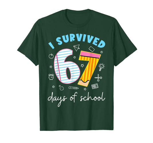 I Survived 67 Days of School Funny Meme Teacher Student T-Shirt