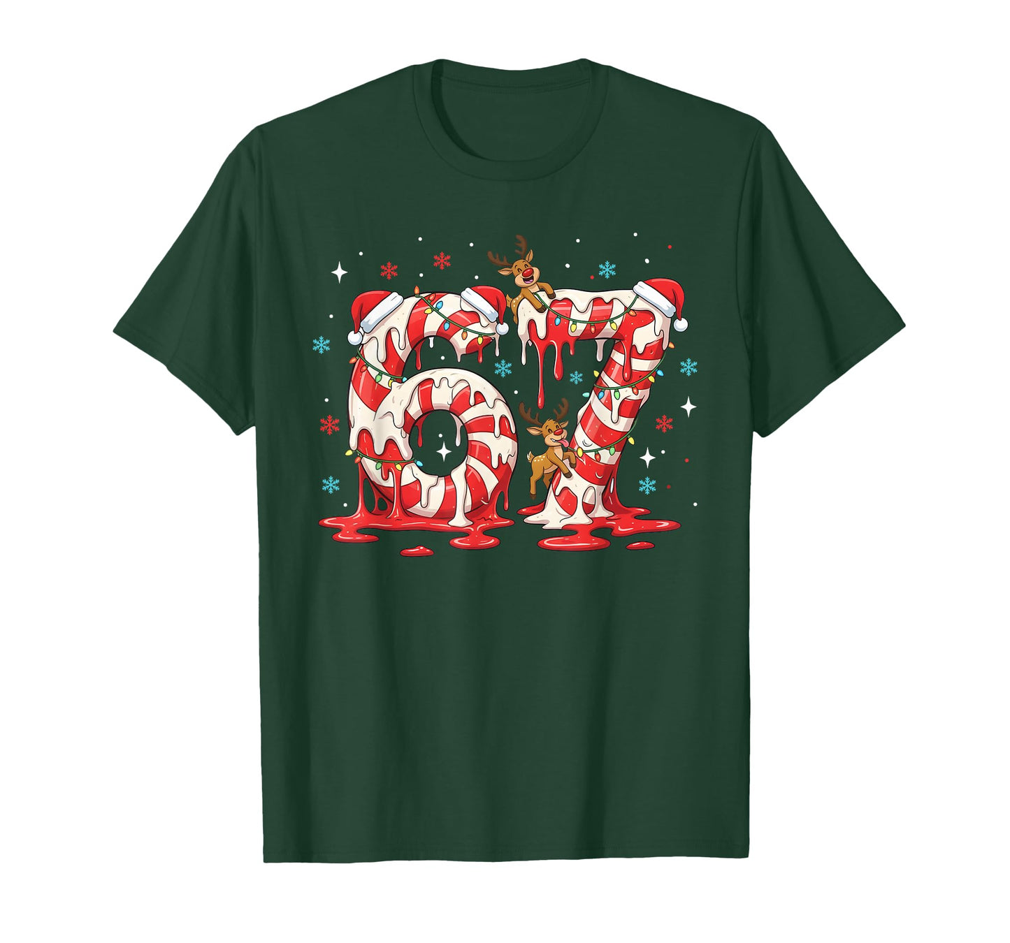 Christmas Candy Cane 67 Meme Six Seven Funny Boys Girls T-Shirt
