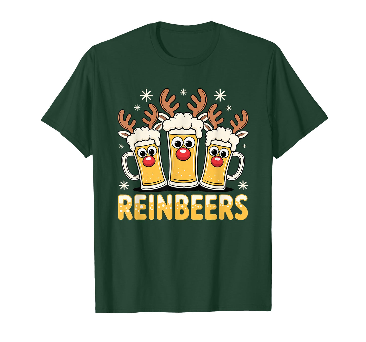 Reindeer Beer Mugs Christmas Holiday Fun T-Shirt
