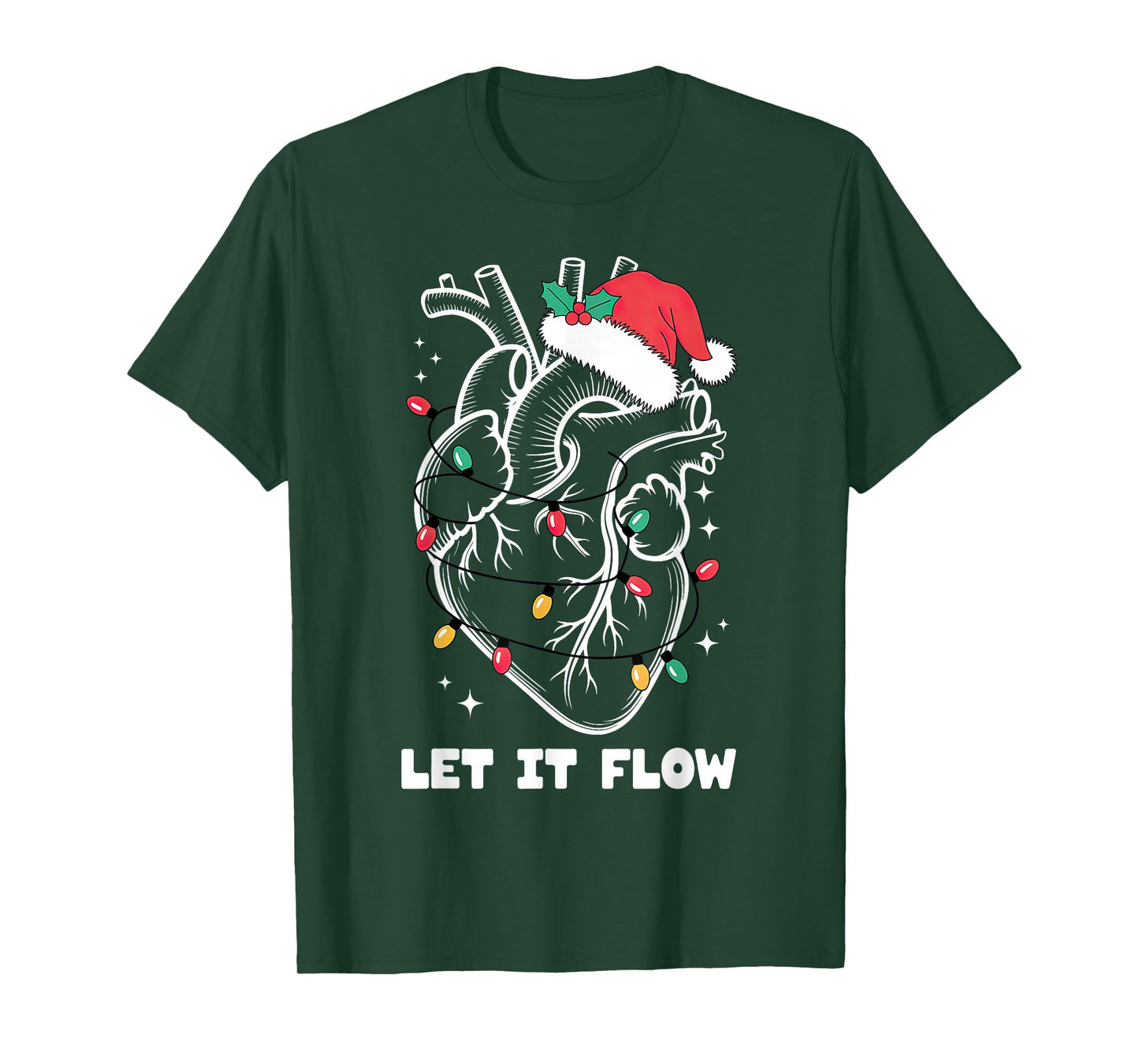 Let It Flow Anatomy Heart Santa Xmas T-Shirt