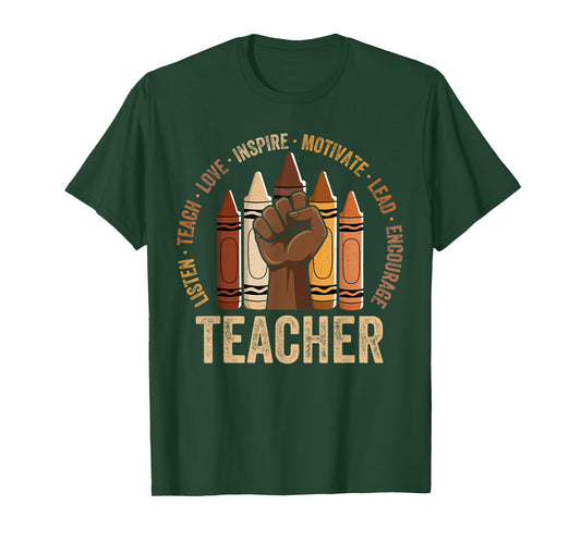 Melanin Teacher Black History African American Men Women T-Shirt