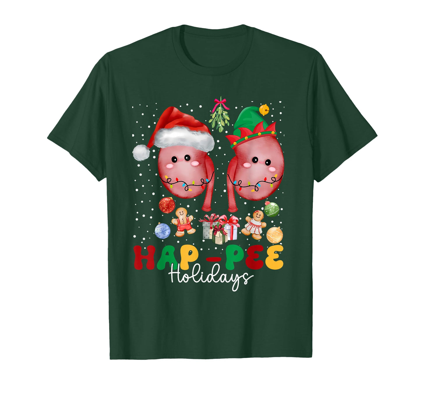 Hap Pee Holidays Christmas Shirt Dialysis Nurse Kidney Xmas T-Shirt