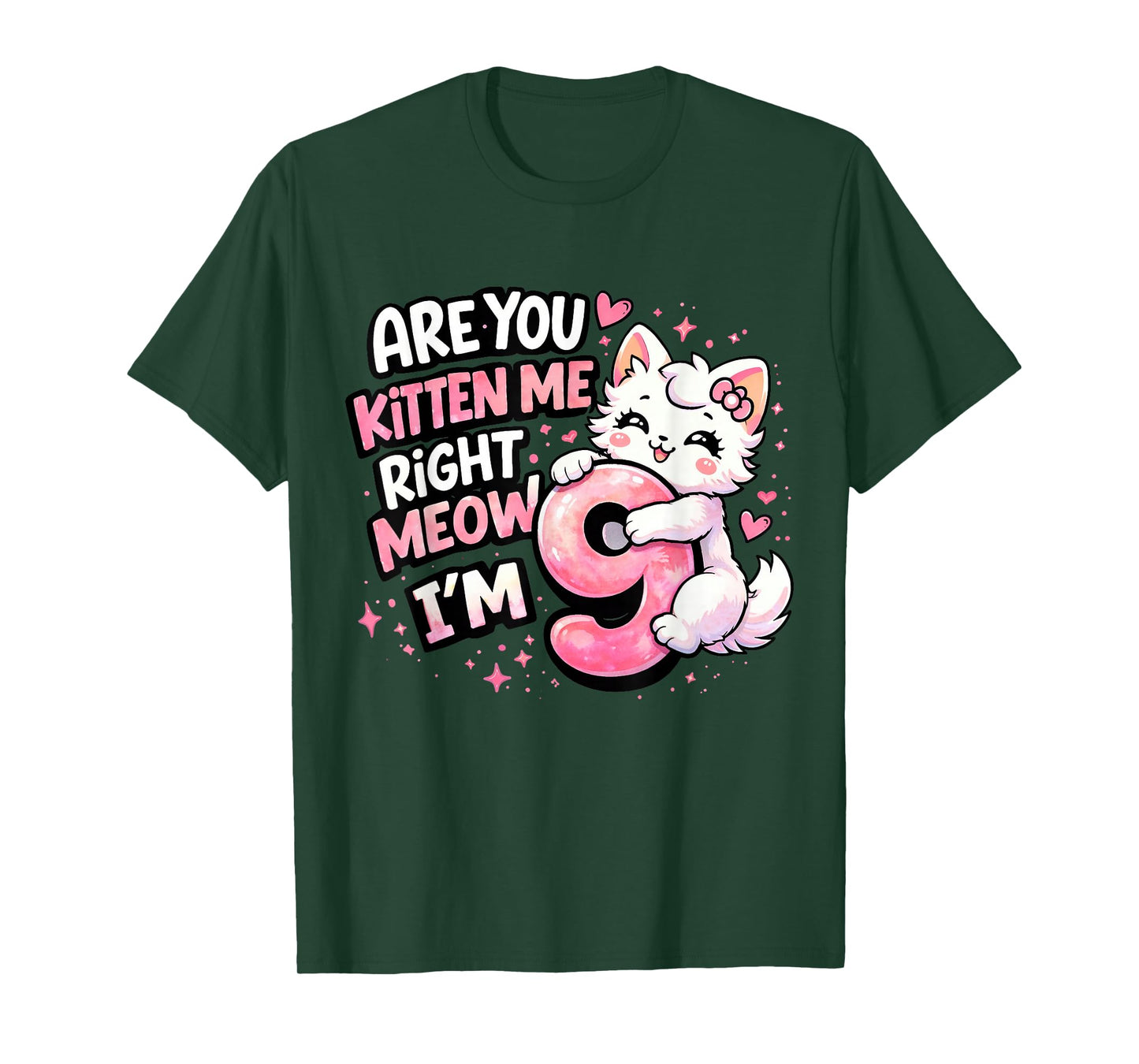 9th Birthday Girl Cute Kitten Cat 9 Year Old Birthday Party T-Shirt