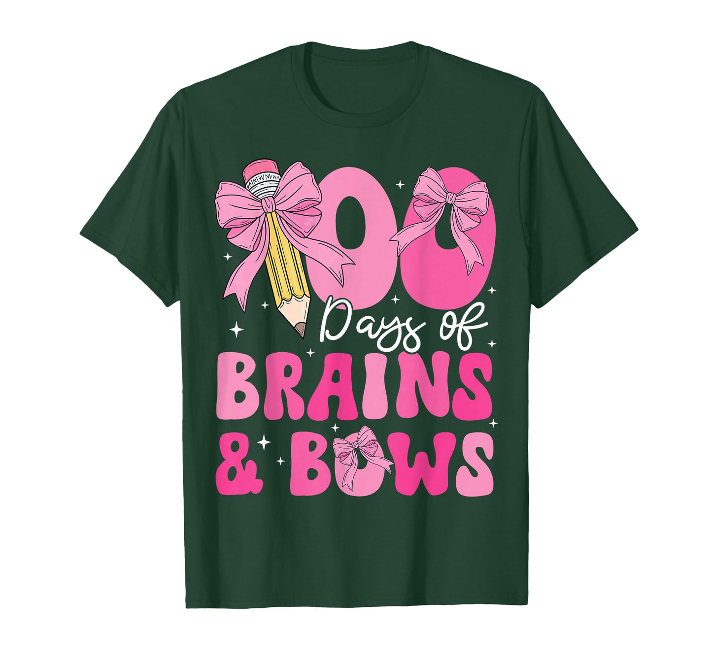 100 Days of School Brains and Bows 100th Day of School Girls T-Shirt