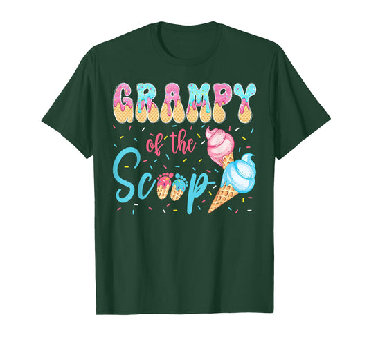 Grampy of The Scoop Ice Cream Gender Reveal Baby Shower T-Shirt