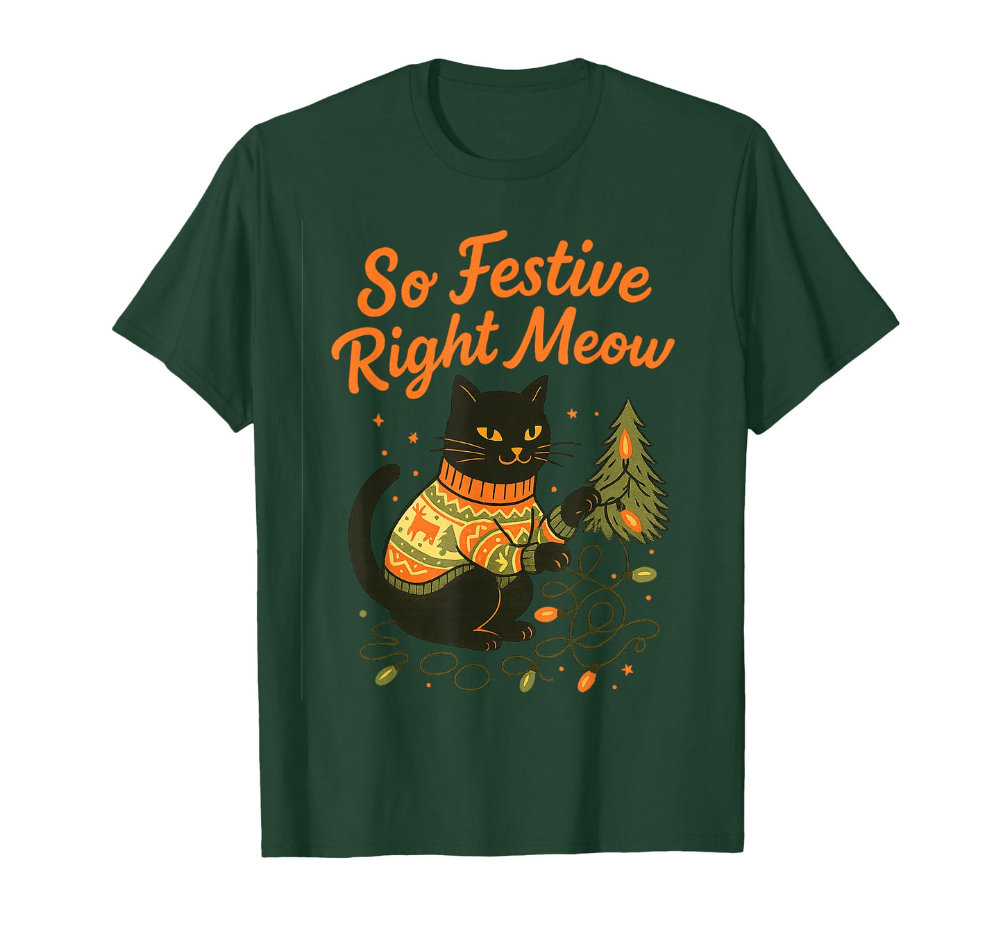 So Festive Right Meow Funny Cat Christmas Santa Holiday T-Shirt