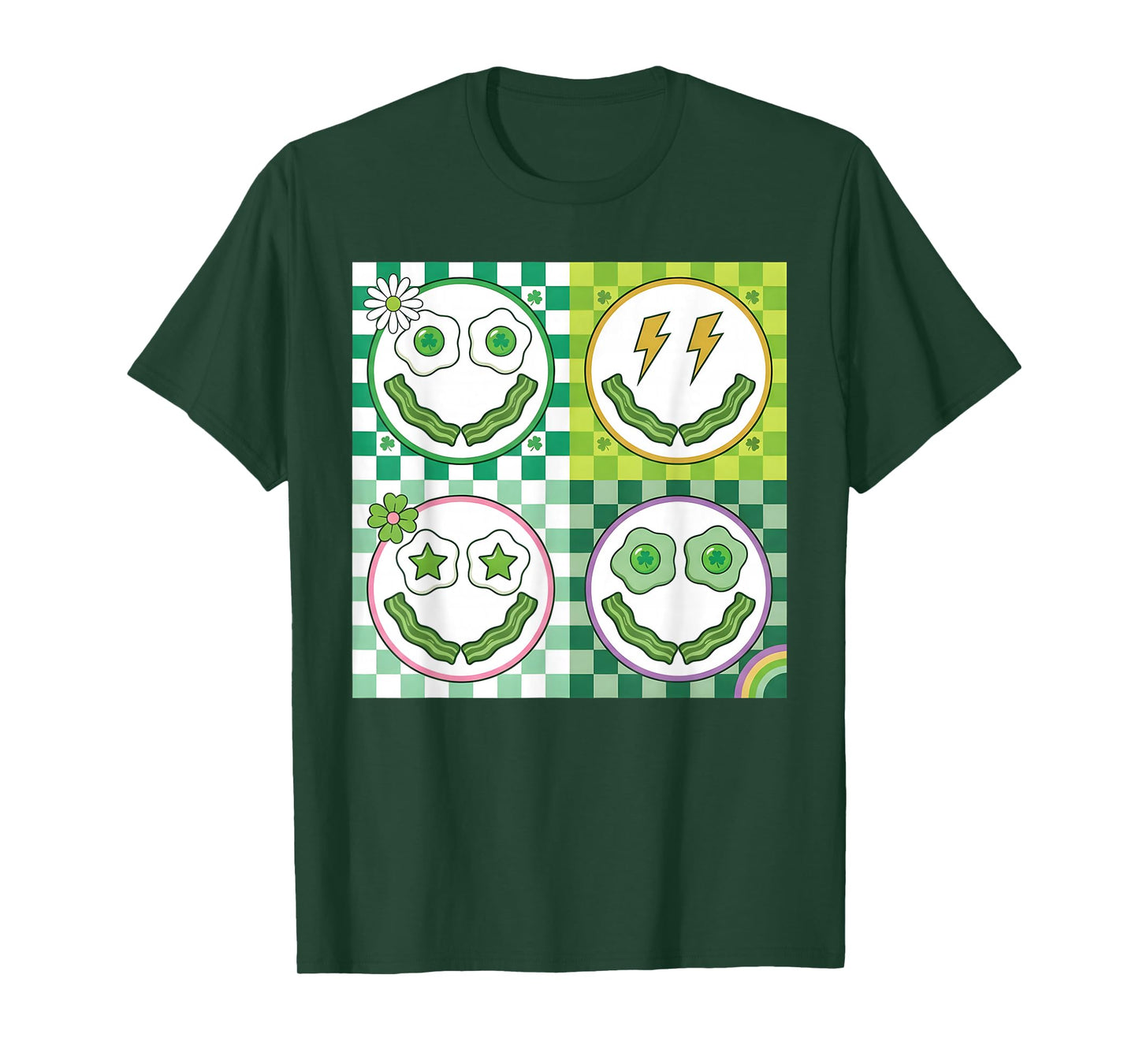 Green Smile Face Eggs and Bacon Breakfast St Patricks T-Shirt