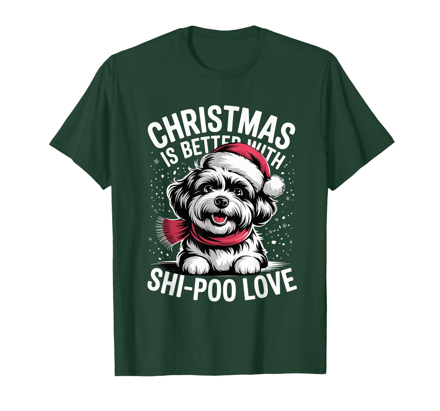 Cute Xmas Puppy Dog Christmas is Better with Shi-Poo Love T-Shirt