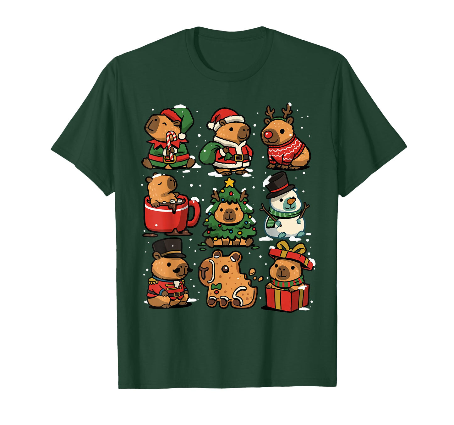 Christmas Capybara Funny Cappy Xmas Family Capybaras Winter T-Shirt