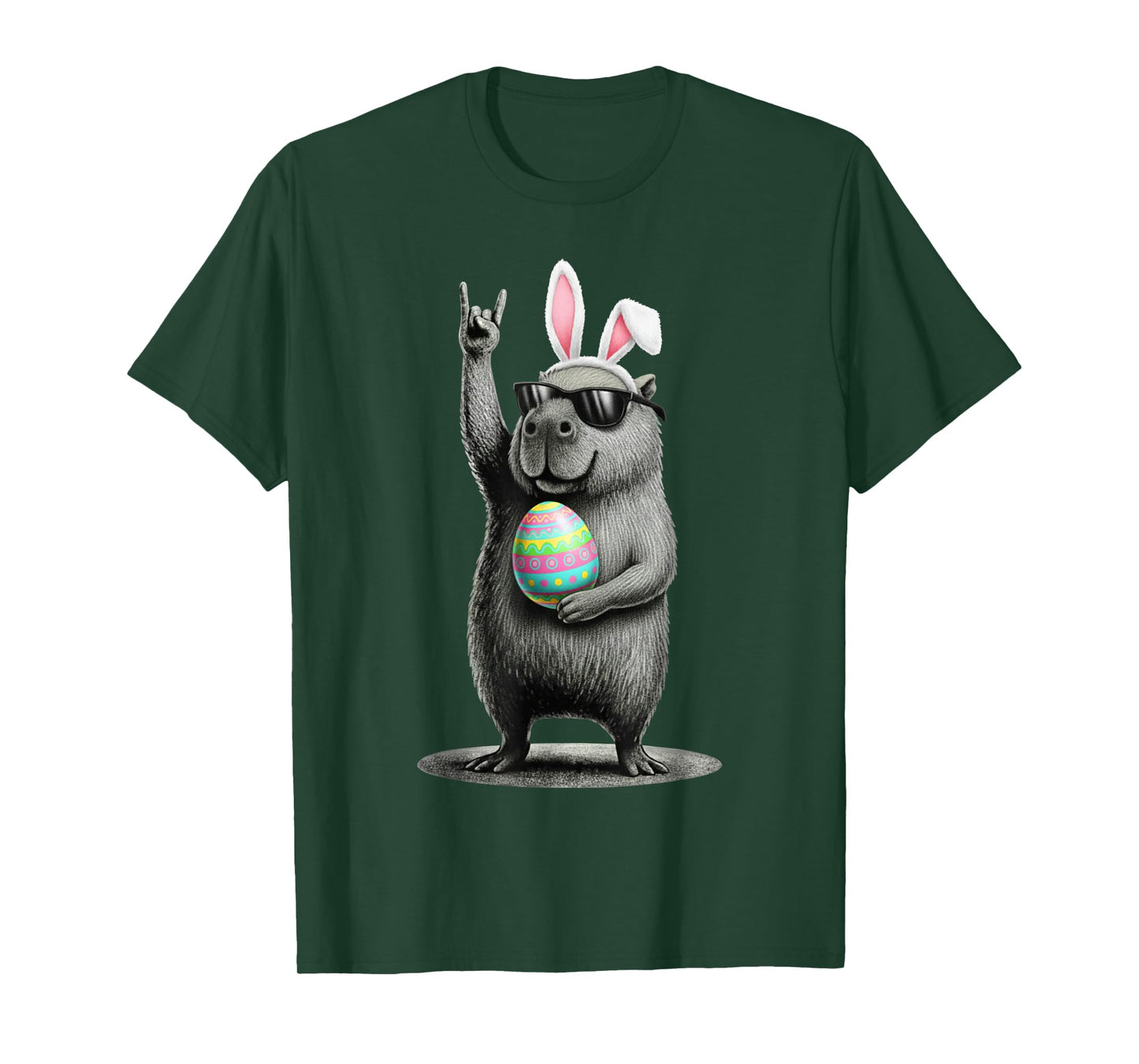 Retro Capybara Rock Music Men Women Kids Funny Easter Day T-Shirt