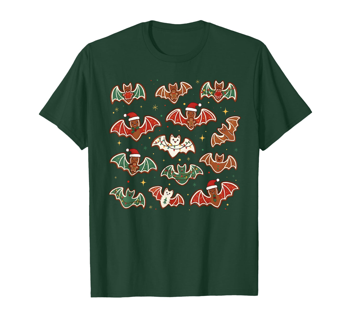 Cute Gingerbread Bats Spooky Christmas Cookie Merry Batmas T-Shirt
