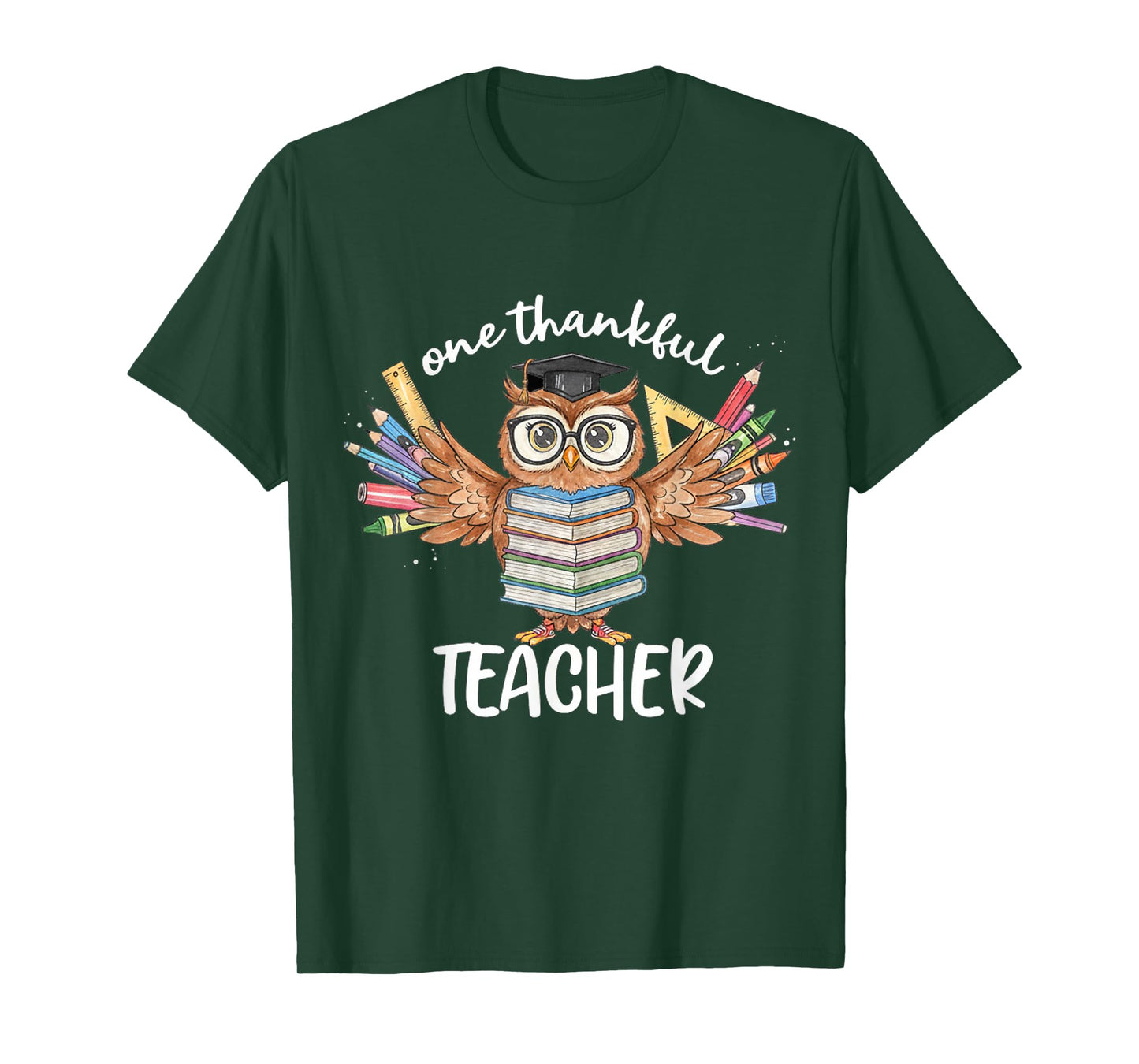 One Thankful Teacher Owl Thanksgiving for Men Women T-Shirt