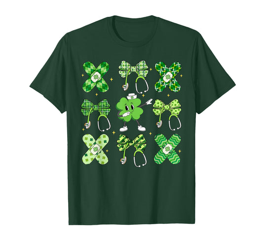 Nurse Coquette Lucky Shamrock Charm Patrick's Day Nursing T-Shirt