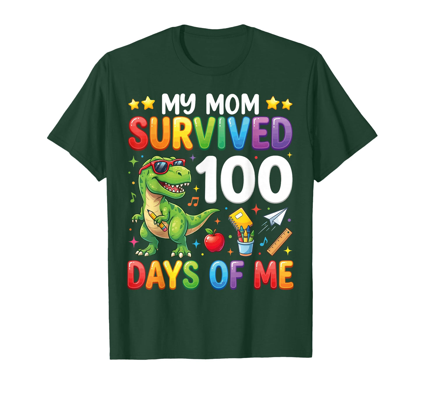 My Mom Survived 100 Days of Me T-Rex Dinosaur Boys Kids T-Shirt