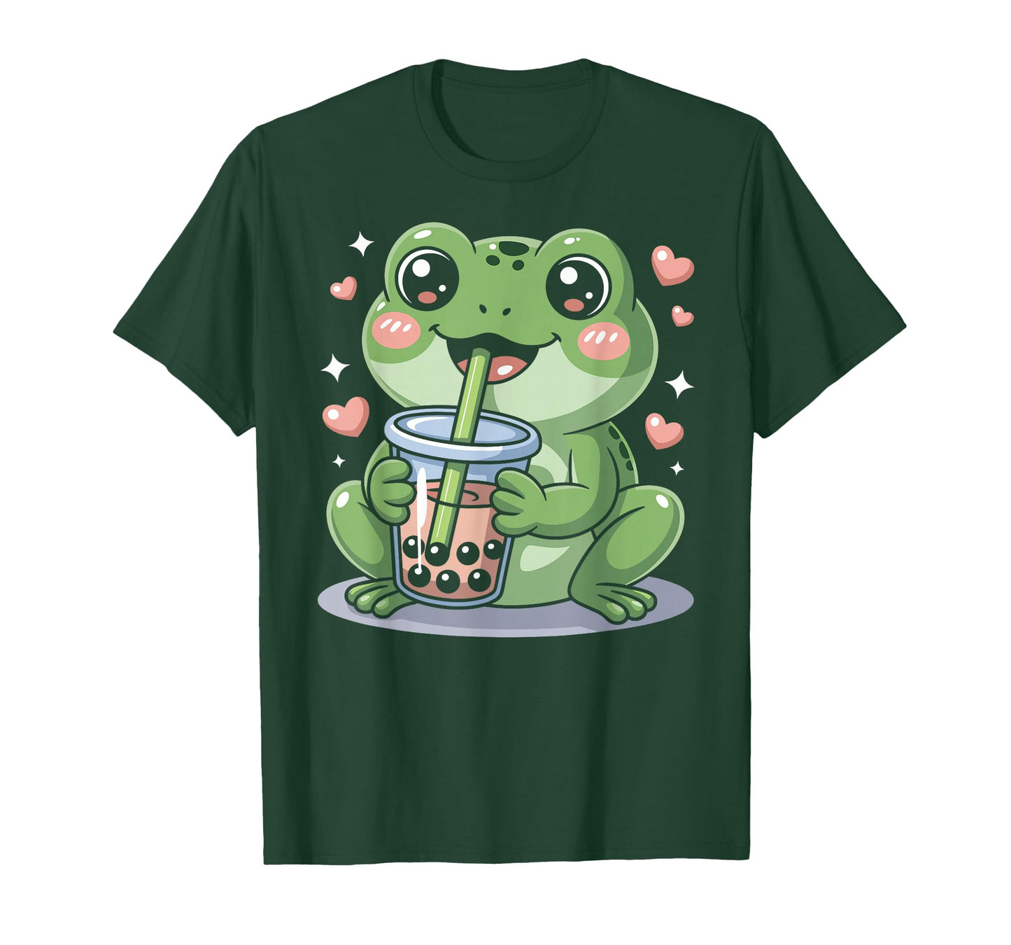 Cute Kawaii Frog Drinking Bubble Tea T-Shirt