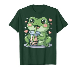 Cute Kawaii Frog Drinking Bubble Tea T-Shirt