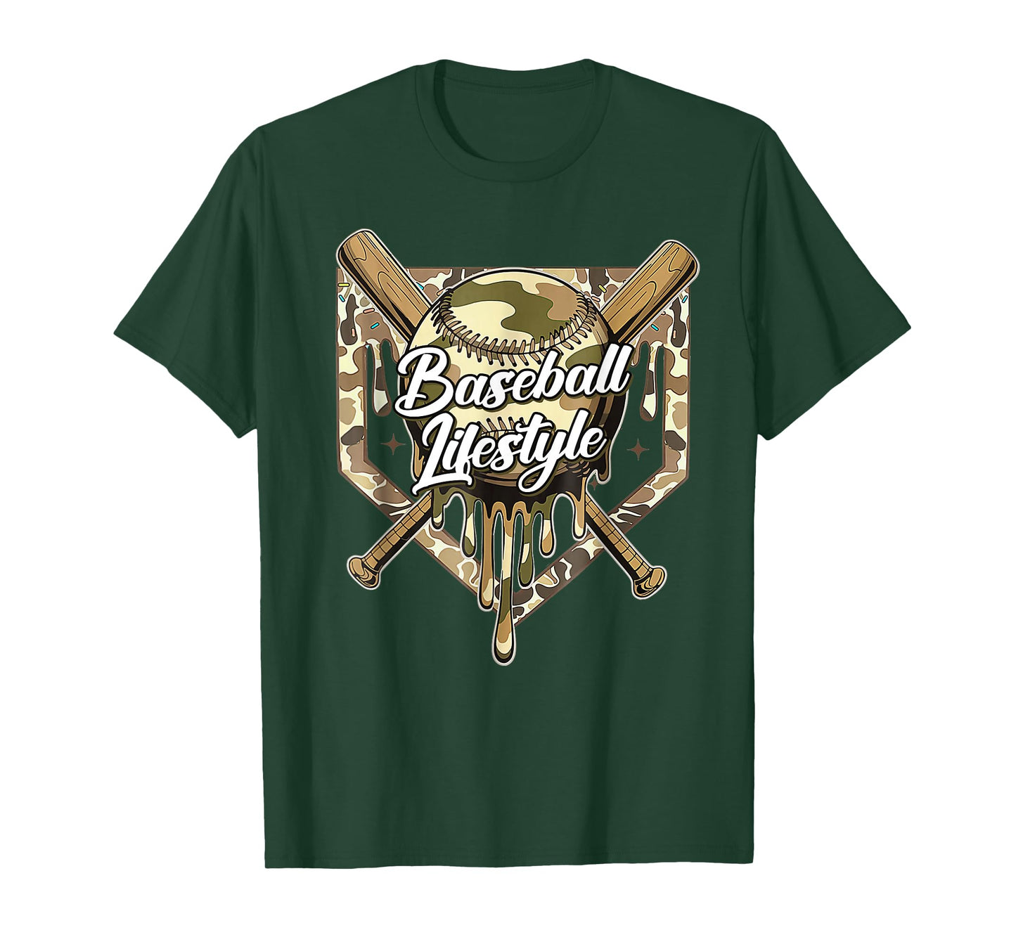 Baseball Life Lifestyle Home Plate Camo Ice Cream Drip Kids T-Shirt