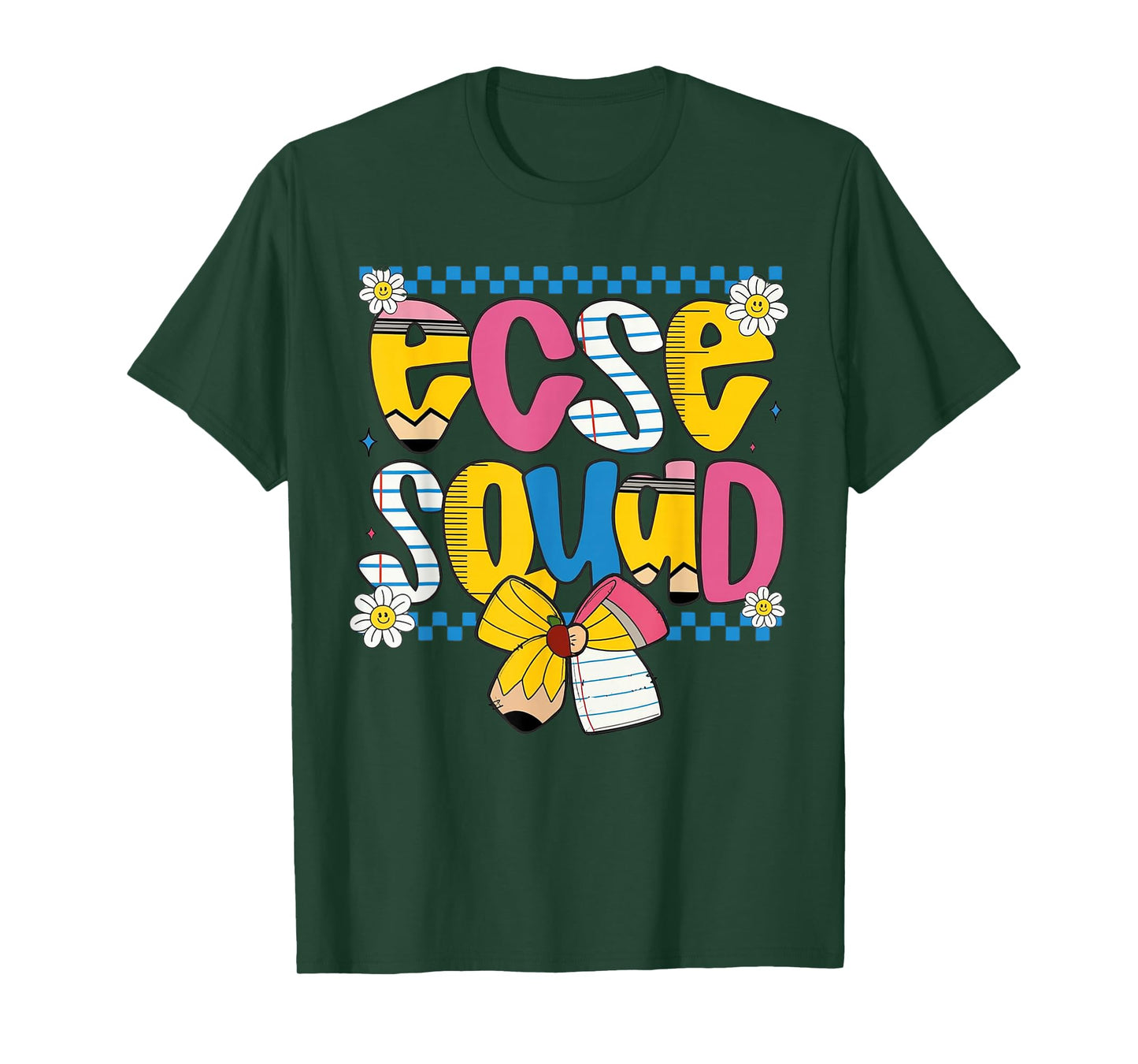 ECSE Squad Retro Rainbow Pencil Early Childhood Team T-Shirt