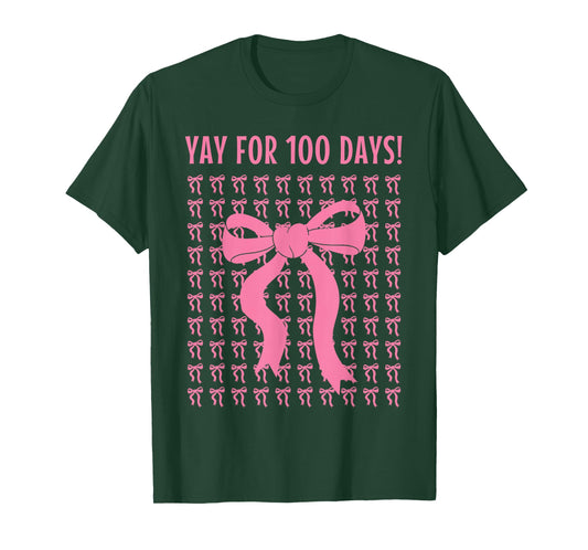 Yay for 100 Days of School Pink Bows Celebration T-Shirt