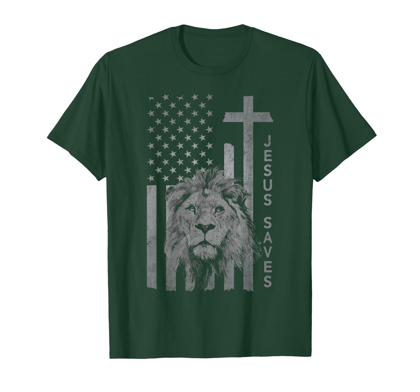 Jesus Saves American Flag Cross Christian T-Shirt