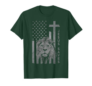 Jesus Saves American Flag Cross Christian T-Shirt