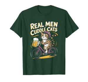 Real Men Cuddle Cats Funny Cat Lover Design T-Shirt