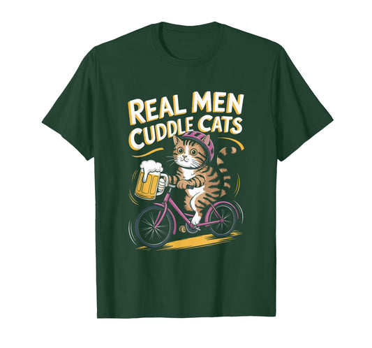 Real Men Cuddle Cats Funny Cat Lover Design T-Shirt