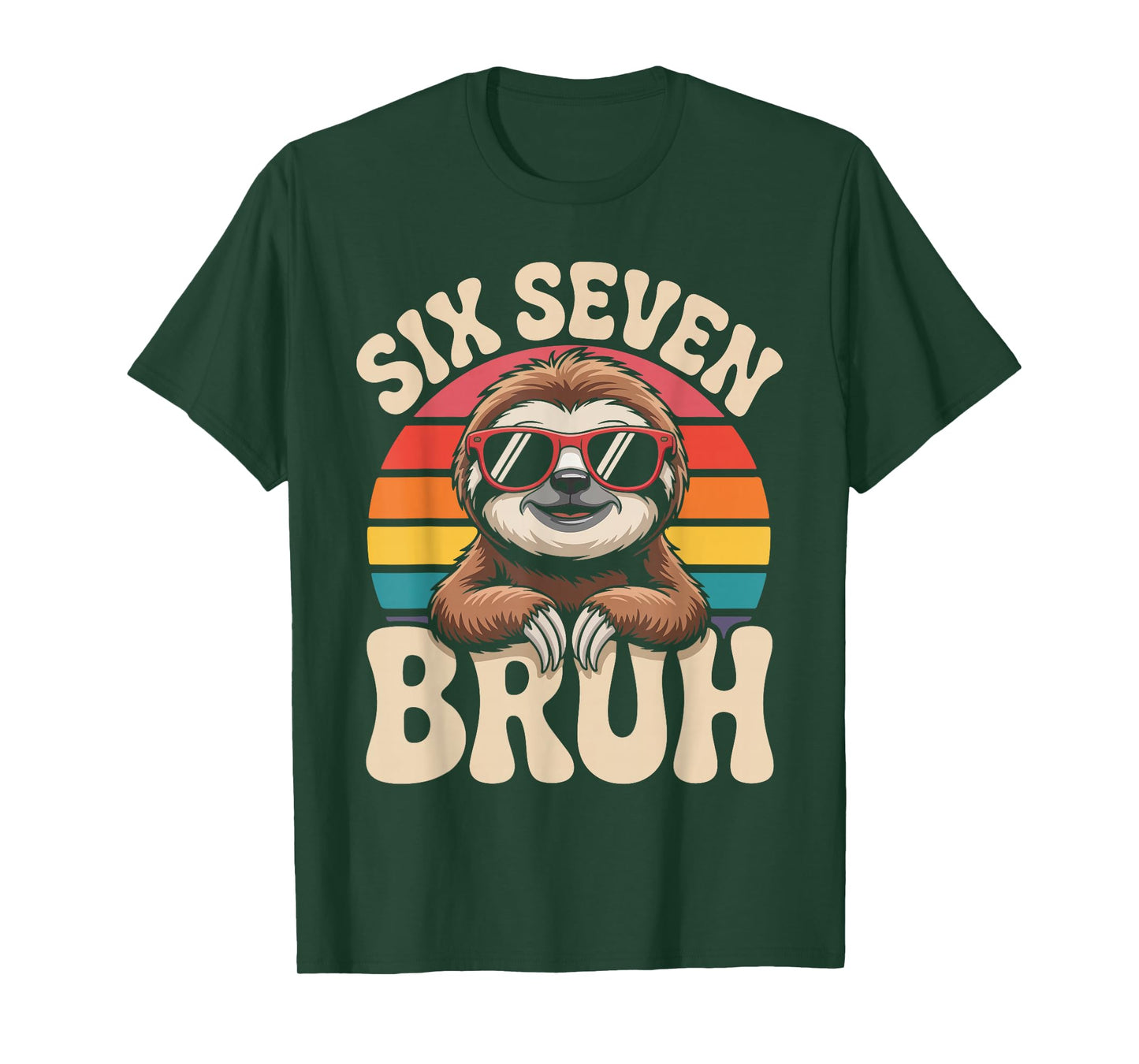 Six Seven Bruh Sloth Retro Vintage Funny 67 Meme Kids T-Shirt
