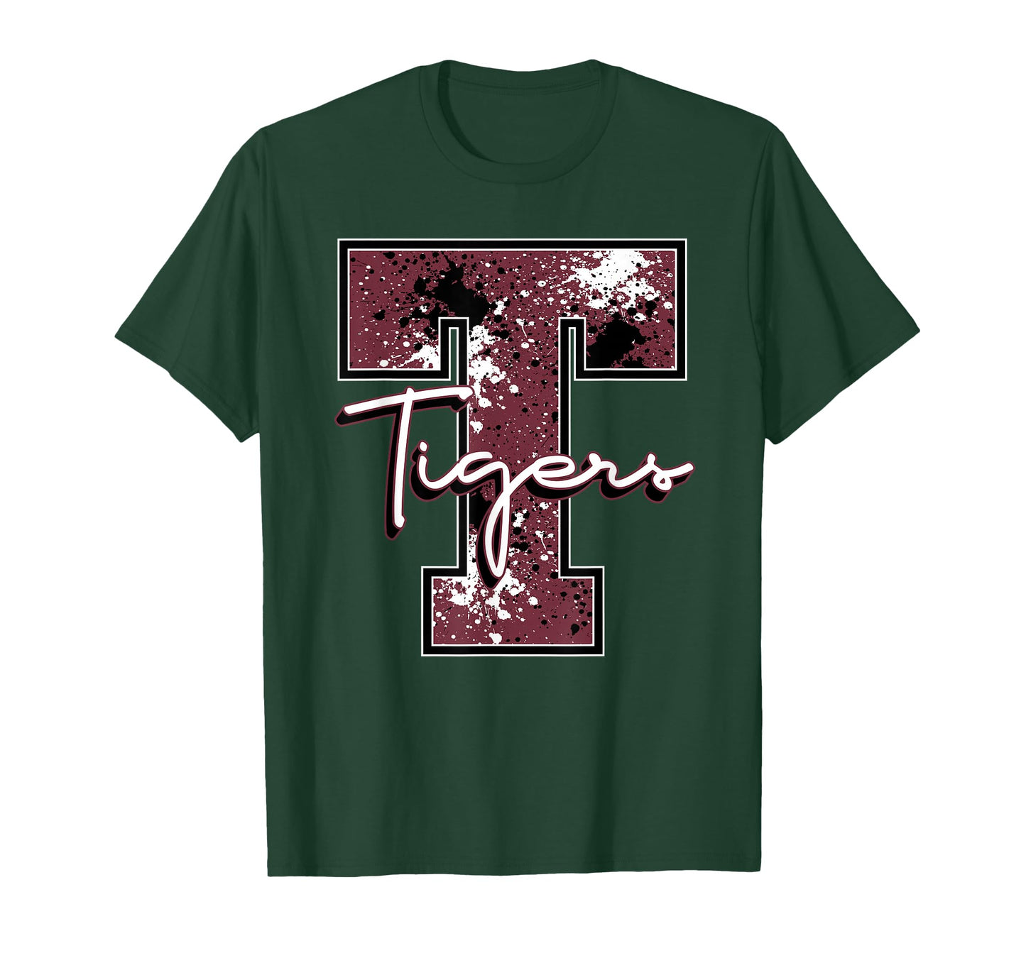 Maroon Tigers School Spirit Mascot Tiger Pride Paw Teacher T-Shirt