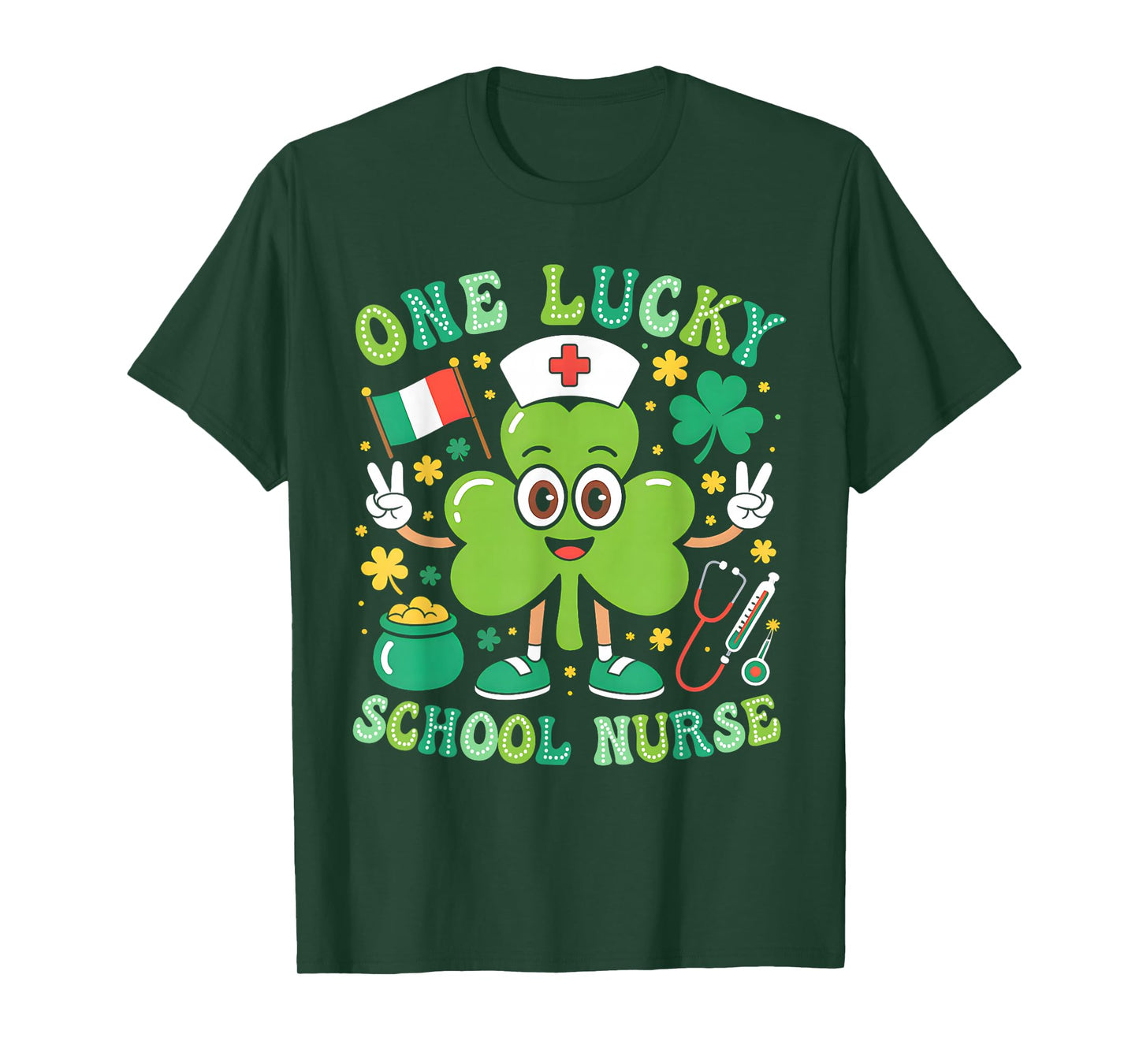 One Lucky School Nurse St Patrick's Day Shamrock Irish Women T-Shirt