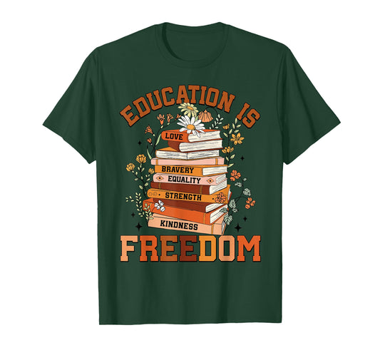 Education is Freedom Black Teacher Books Black History Month T-Shirt