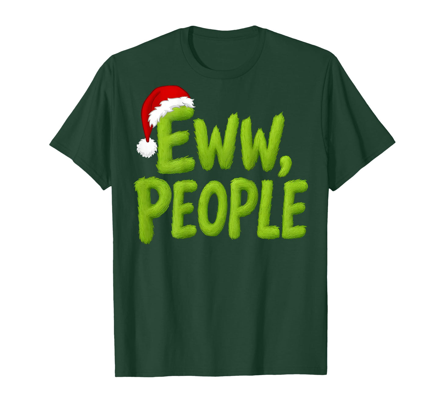 On Back Eww People Santa Hat Green Funny Christmas Mens Kids T-Shirt