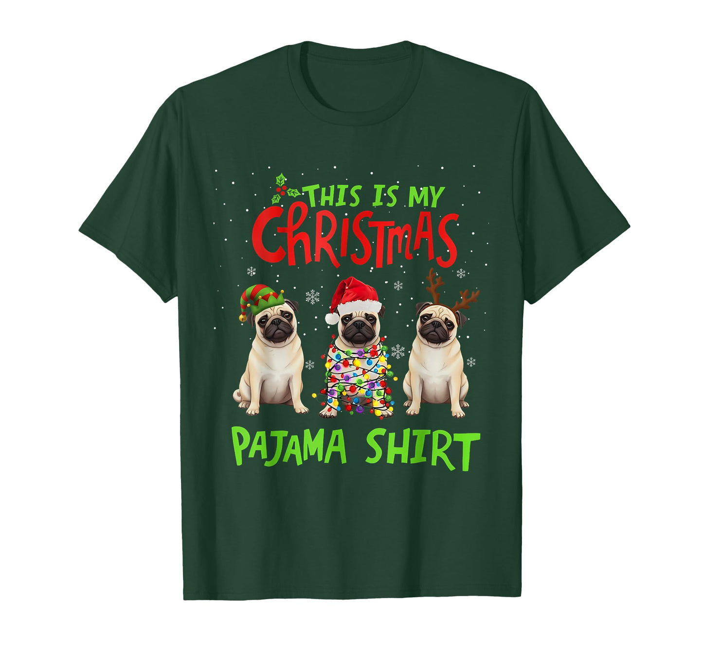 This is My Christmas Pajama Shirt Pug Dog Funny Xmas T-Shirt