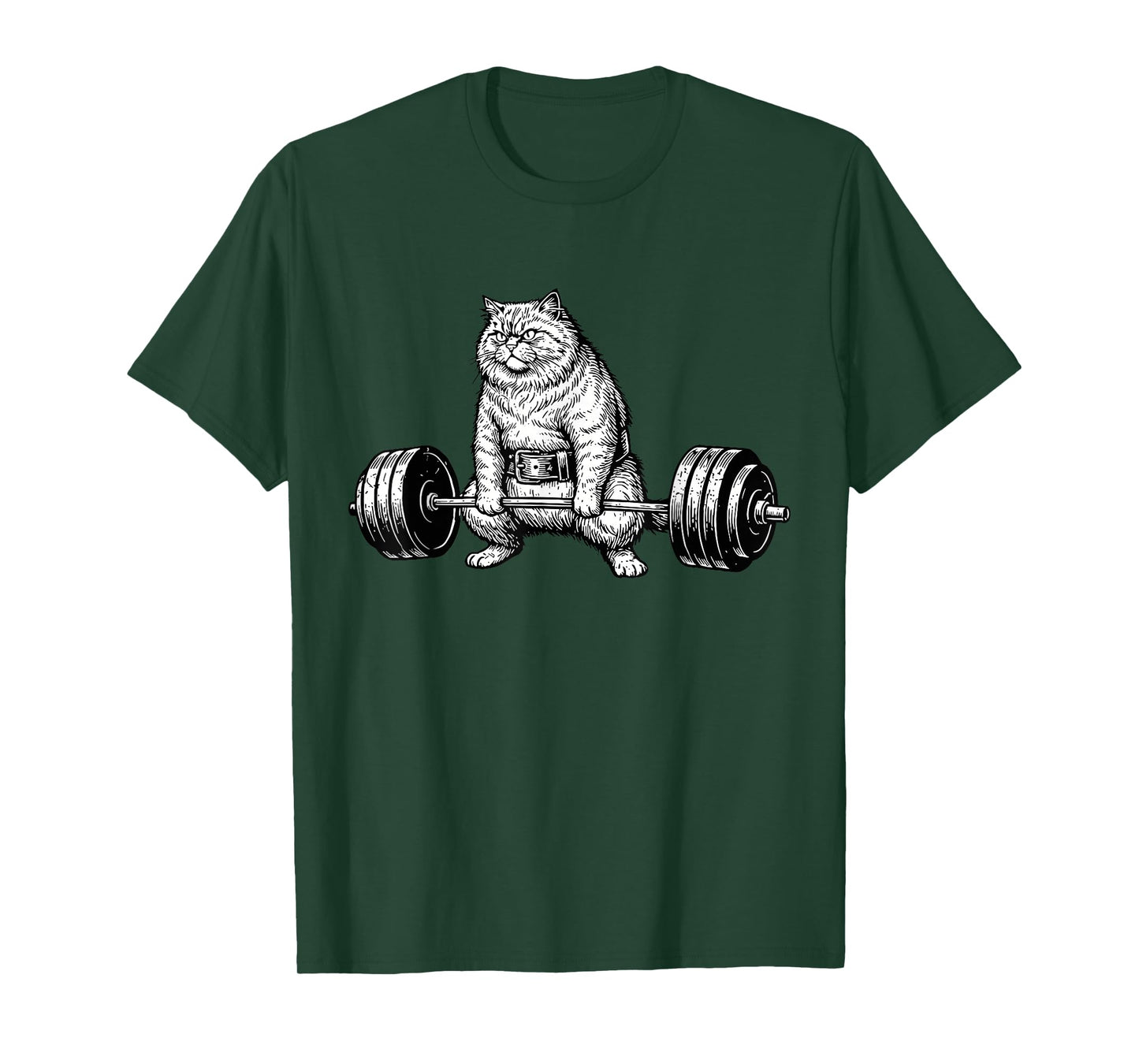Retro Cat Deadlift Powerlifting Funny Gym Weight Lifting T-Shirt