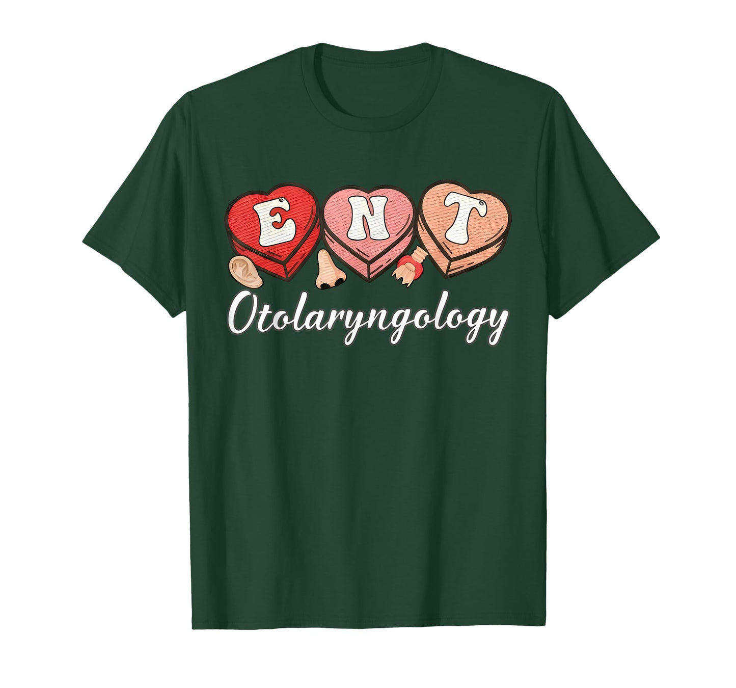 Retro ENT Nurse Otolaryngology Hearts Candy Valentines T-Shirt