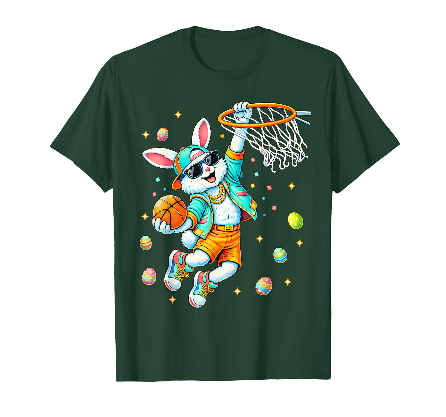 Funny Cool Rabbit Basketball Easter Men Boy Toddler Kid T-Shirt